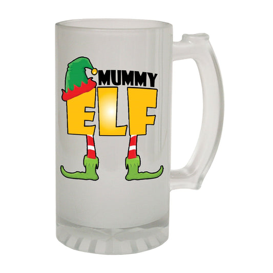 Mummy Elf Family - Novelty Funny Frosted Stein - Gift Boxed