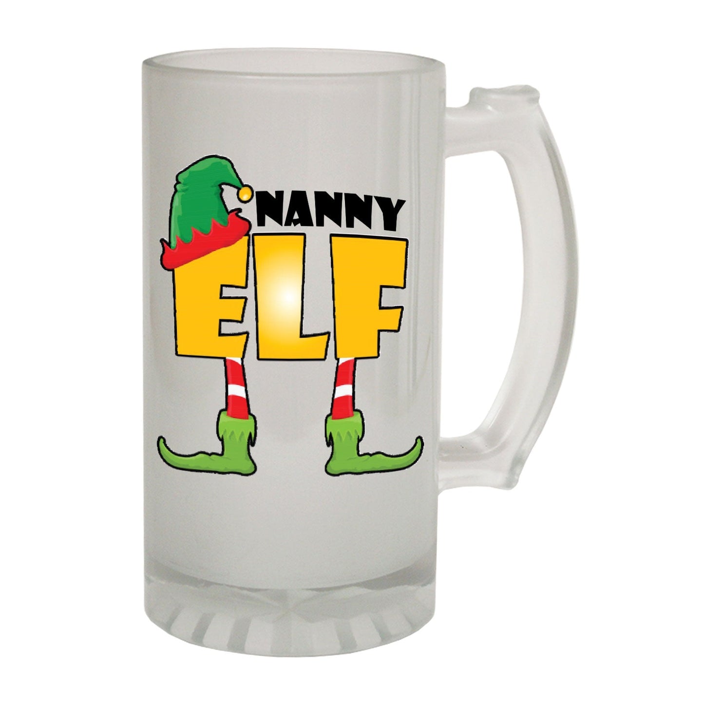 Nanny Elf Family - Novelty Funny Frosted Stein - Gift Boxed