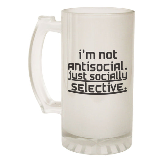 Not Antisocial Sarcasm - Novelty Funny Frosted Stein - Gift Boxed