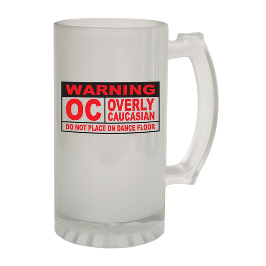 Overly Caucasian White - Novelty Funny Frosted Stein - Gift Boxed