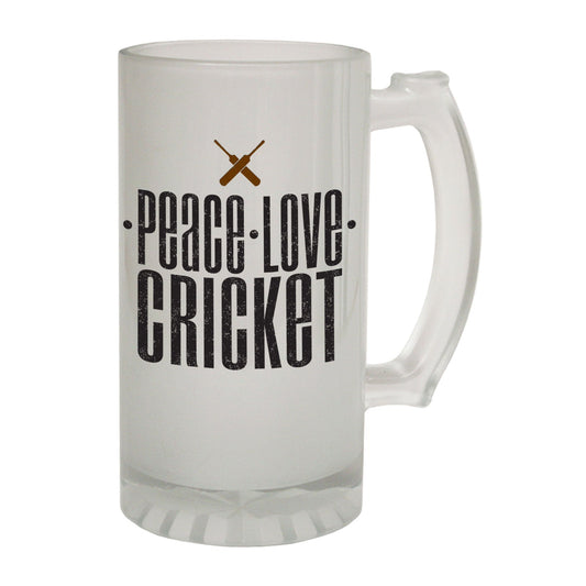 Peace Love Cricket Ball - Novelty Funny Frosted Stein - Gift Boxed