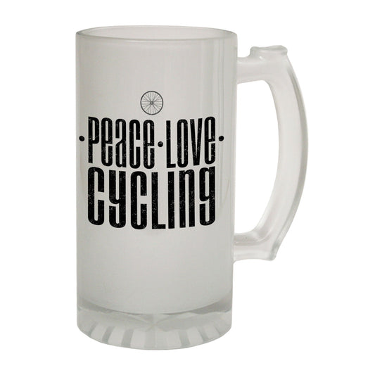 Peace Love Cycling Bike - Novelty Funny Frosted Stein - Gift Boxed