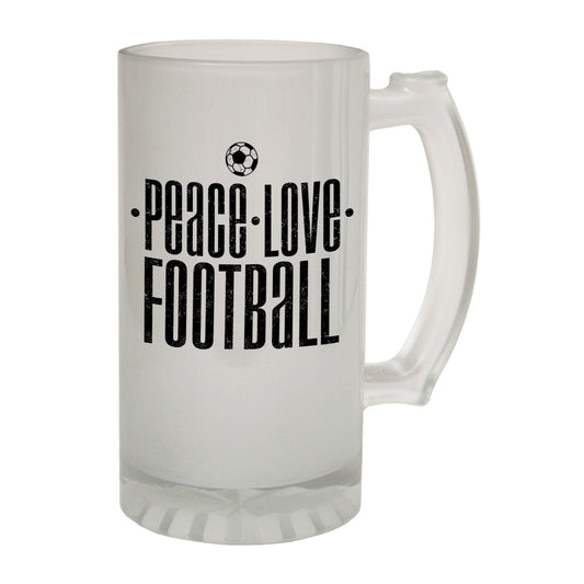 Peace Love Football - Novelty Funny Frosted Stein - Gift Boxed