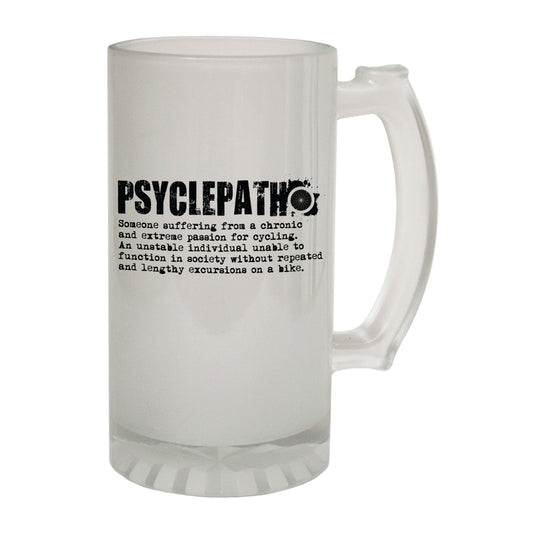 Psyclepath Cycling - Novelty Funny Frosted Stein - Gift Boxed