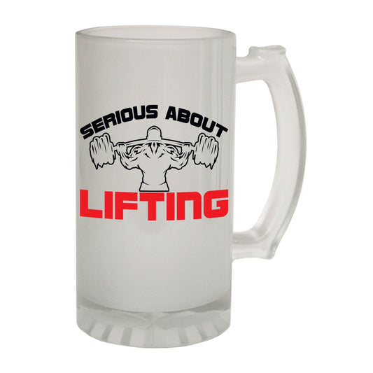 Serious About Lifting Gym - Novelty Funny Frosted Stein - Gift Boxed