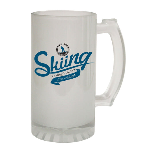 Skiing Drug Ski - Novelty Funny Frosted Stein - Gift Boxed