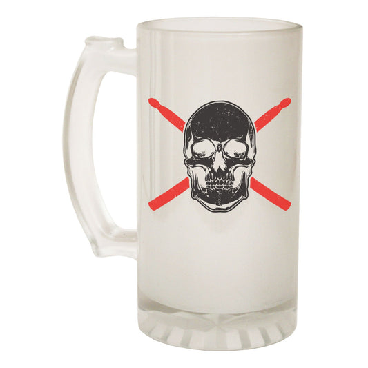 Skull Drumsticks Band - Novelty Funny Frosted Stein - Gift Boxed