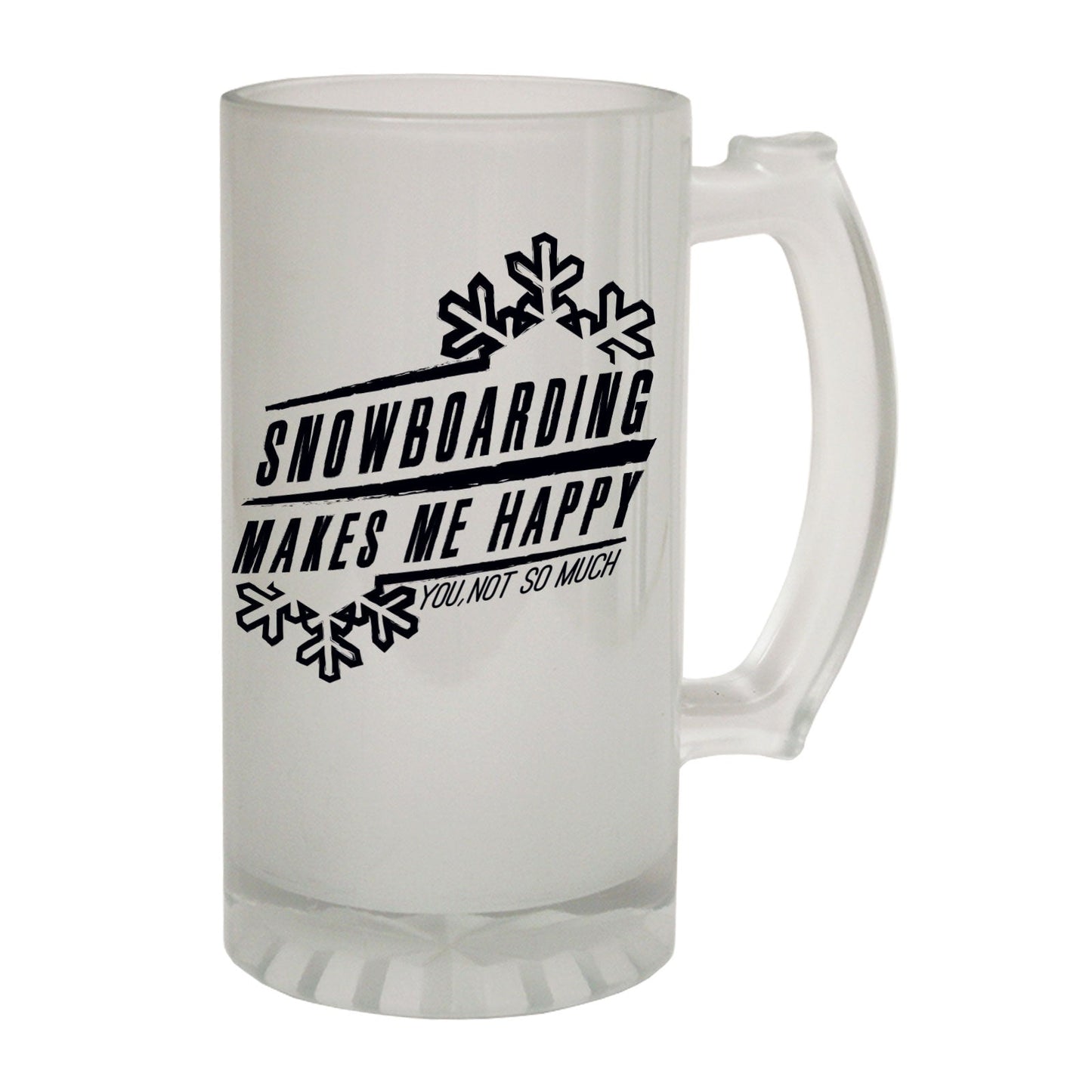 Snowboarding Makes Happy Ski - Novelty Funny Frosted Stein - Gift Boxed