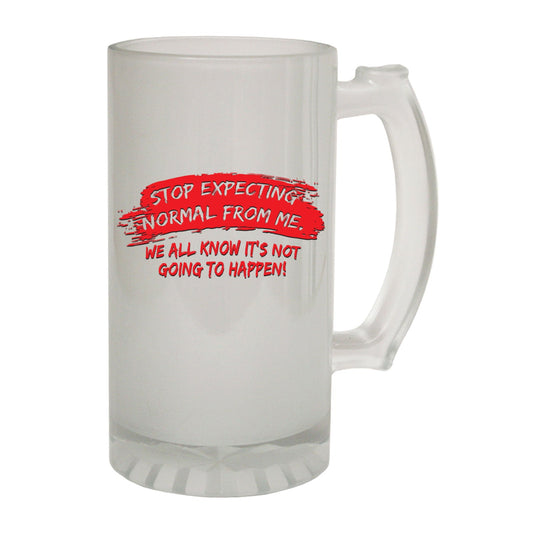 Stop Expecting Wierd - Novelty Funny Frosted Stein - Gift Boxed