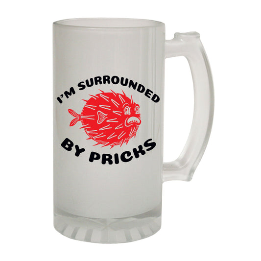 Surrounded By Pricks - Novelty Funny Frosted Stein - Gift Boxed