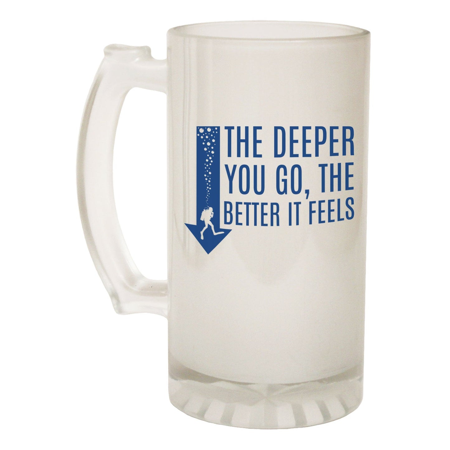 The Deeper The Better Scuba Diving - Novelty Funny Frosted Stein - Gift Boxed