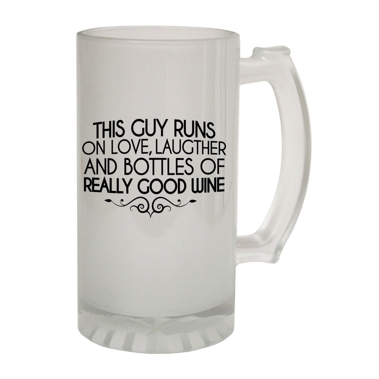 This Guy Runs Wine - Novelty Funny Frosted Stein - Gift Boxed