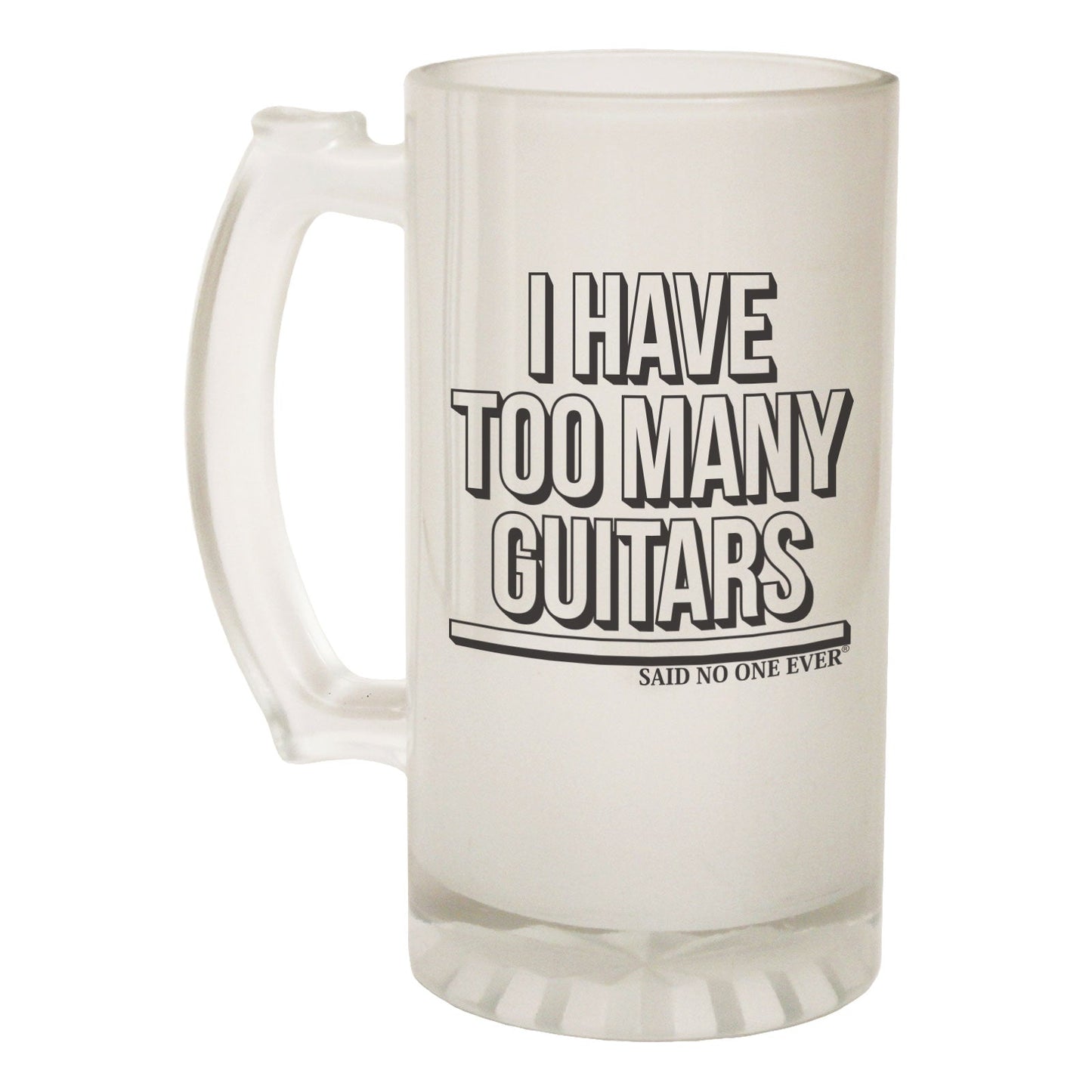 Too Many Guitars SNOE Band - Novelty Funny Frosted Stein - Gift Boxed