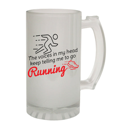 Voices In My Head Running - Novelty Funny Frosted Stein - Gift Boxed