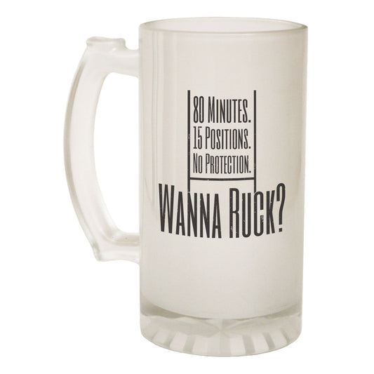 Wanna Ruck Rugby - Novelty Funny Frosted Stein - Gift Boxed
