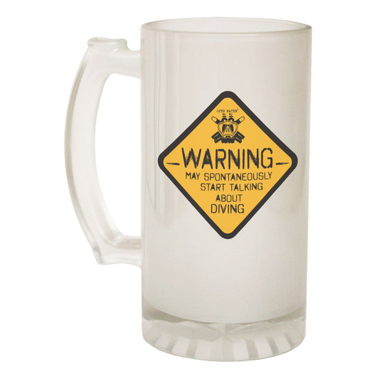 Warning May Talk Diving - Novelty Funny Frosted Stein - Gift Boxed