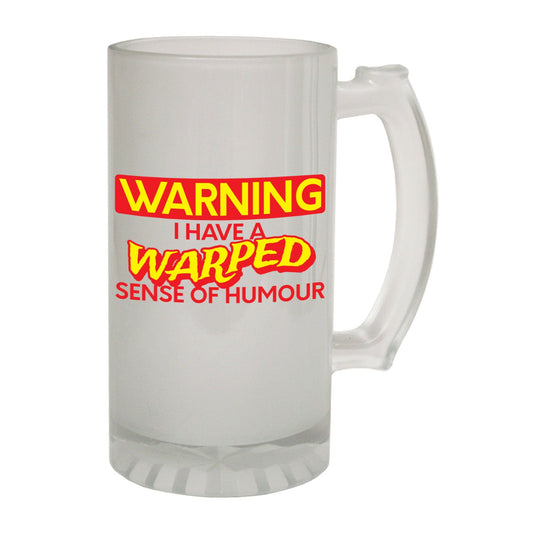 Warning Warped Sense - Novelty Funny Frosted Stein - Gift Boxed