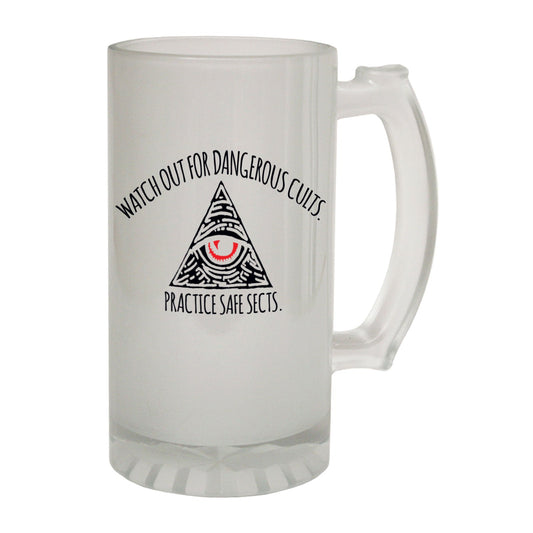 Watch Out Dangerous Cults - Novelty Funny Frosted Stein - Gift Boxed
