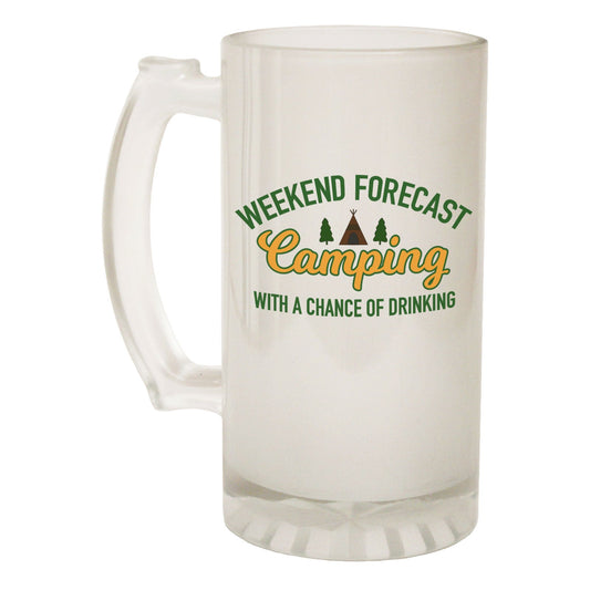 Weekend Forecast Camping - Novelty Funny Frosted Stein - Gift Boxed