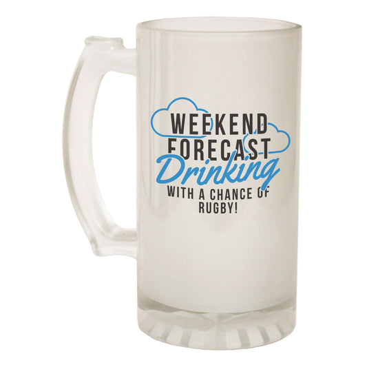 Weekend Forecast Rugby - Novelty Funny Frosted Stein - Gift Boxed