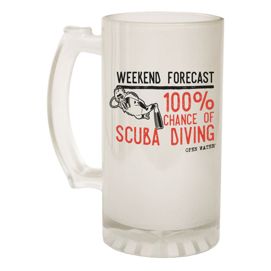 Weekend Forecast Scuba Diving - Novelty Funny Frosted Stein - Gift Boxed