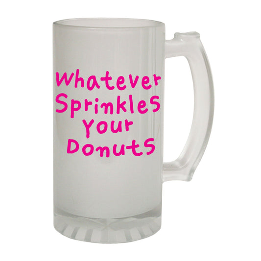 Whatever Sprinkles Donuts Food - Novelty Funny Frosted Stein - Gift Boxed
