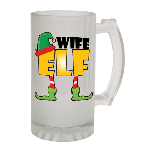 Wife Elf Family - Novelty Funny Frosted Stein - Gift Boxed