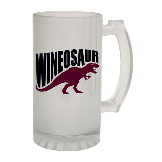 Wineosaur Drinking - Novelty Funny Frosted Stein - Gift Boxed