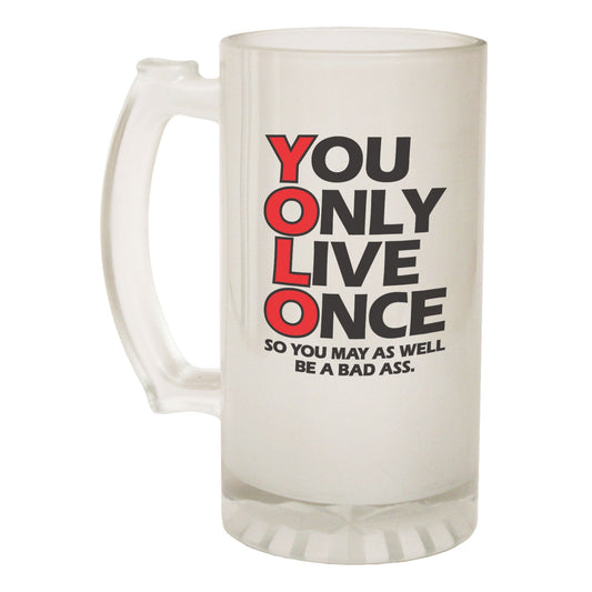 You Only Live Once - Novelty Funny Frosted Stein - Gift Boxed