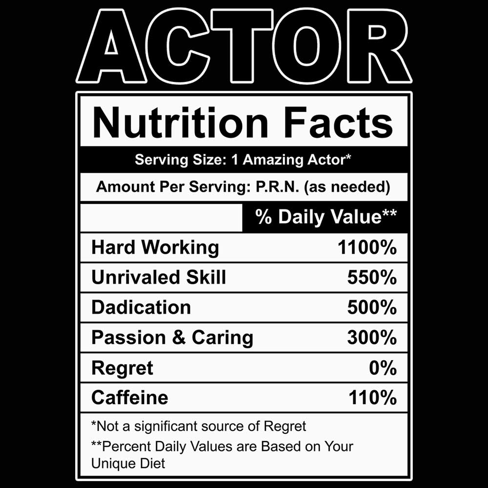 Actor Nutrition Facts - Mens 123t Funny T-Shirt Tshirts