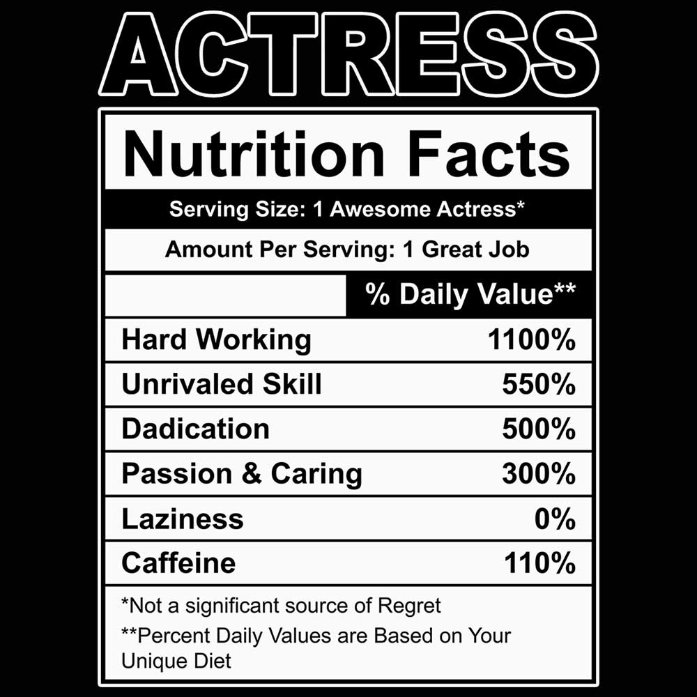 Actress Nutrition Facts - Mens 123t Funny T-Shirt Tshirts