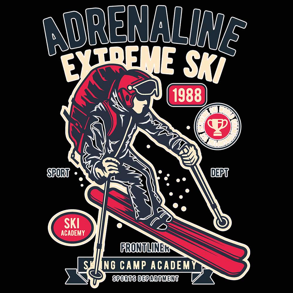 Adrenaline Extreme Ski Skiing - Mens 123t Funny T-Shirt Tshirts