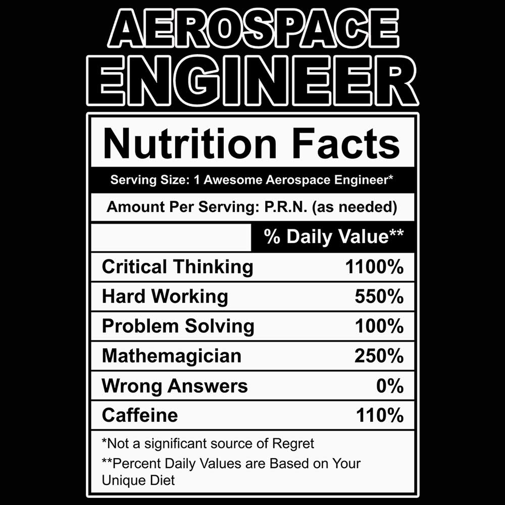 Aerospace Engineer Nutrition Facts - Mens 123t Funny T-Shirt Tshirts