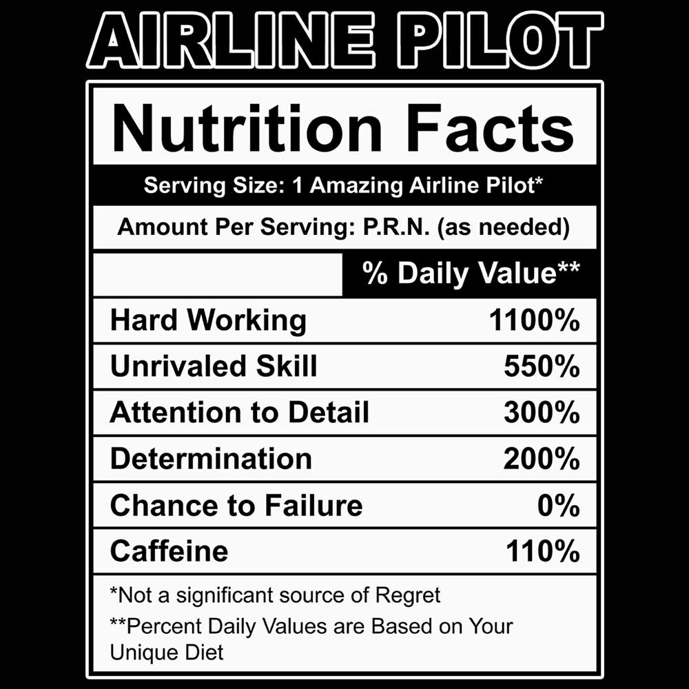 Airline Pilot Nutrition Facts - Mens 123t Funny T-Shirt Tshirts