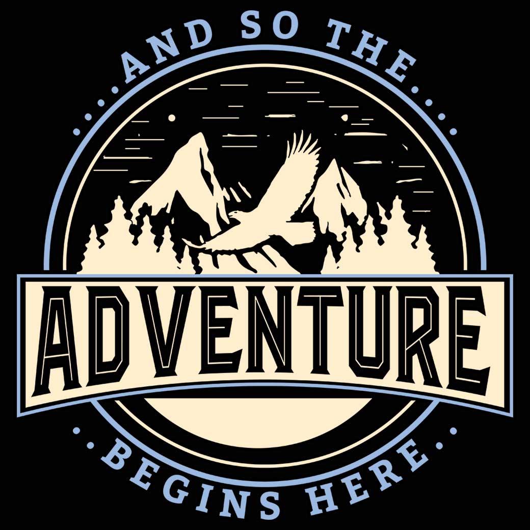 And So The Adventure Begins Here Mountains Climbing - Mens 123t Funny T-Shirt Tshirts