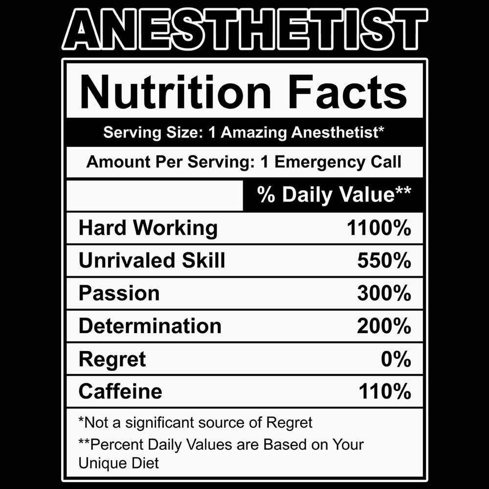 Anesthetist Nutrition Facts - Mens 123t Funny T-Shirt Tshirts