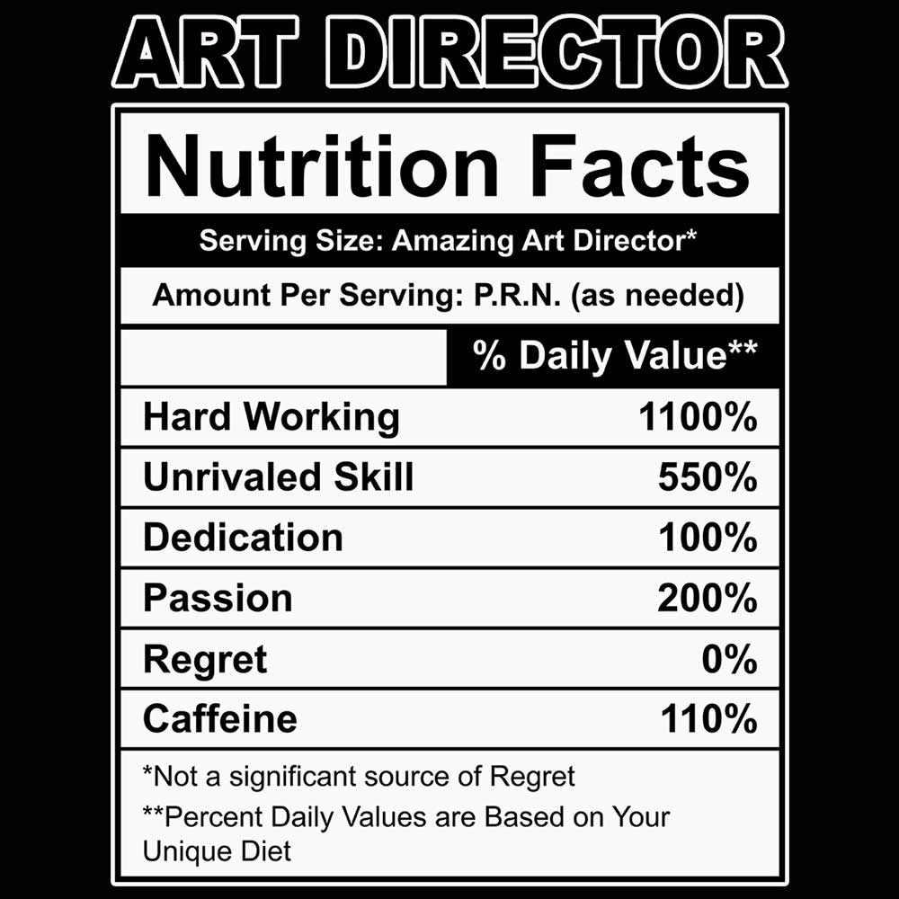 Art Director Nutrition Facts - Mens 123t Funny T-Shirt Tshirts