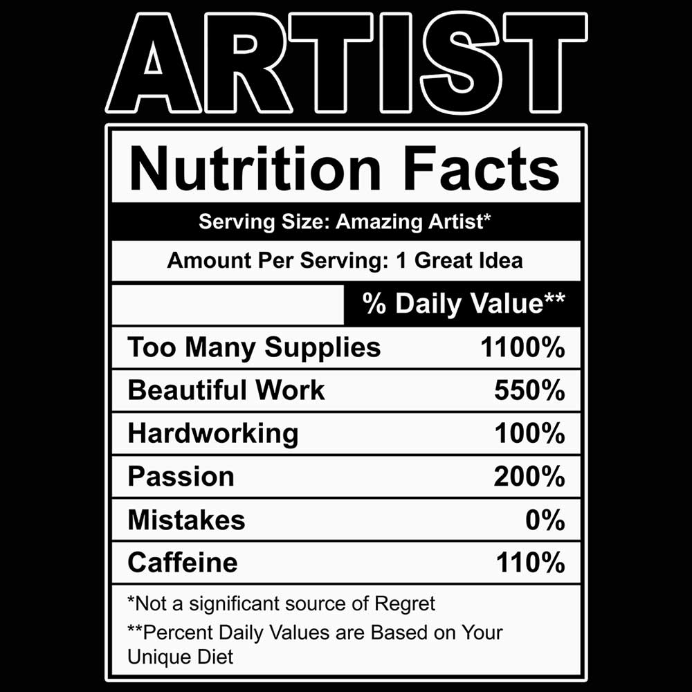 Artist Nutrition Facts - Mens 123t Funny T-Shirt Tshirts