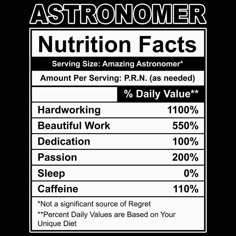 Astronomer Nutrition Facts - Mens 123t Funny T-Shirt Tshirts