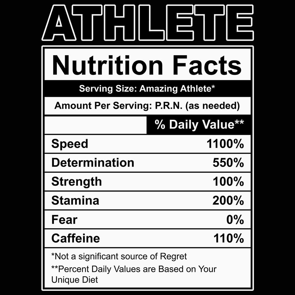 Athlete Nutrition Facts - Mens 123t Funny T-Shirt Tshirts