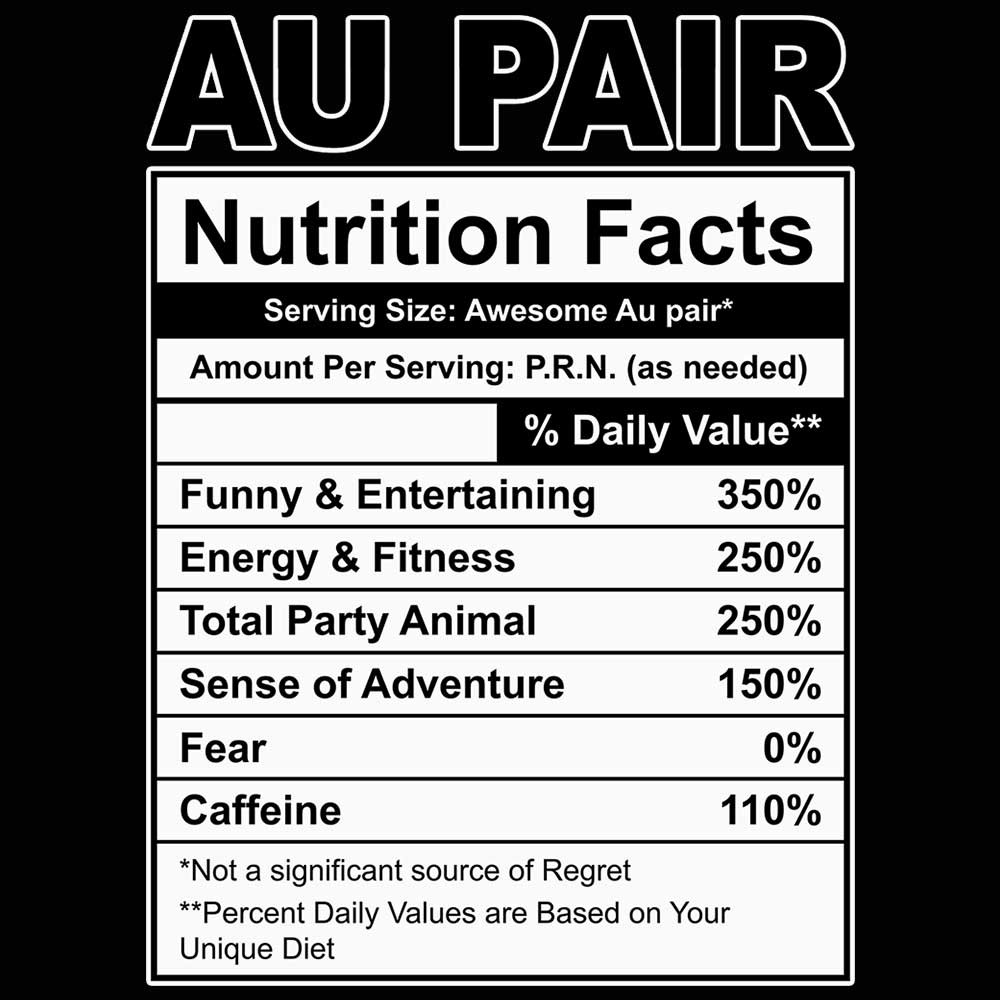 Au Pair Nutrition Facts - Mens 123t Funny T-Shirt Tshirts