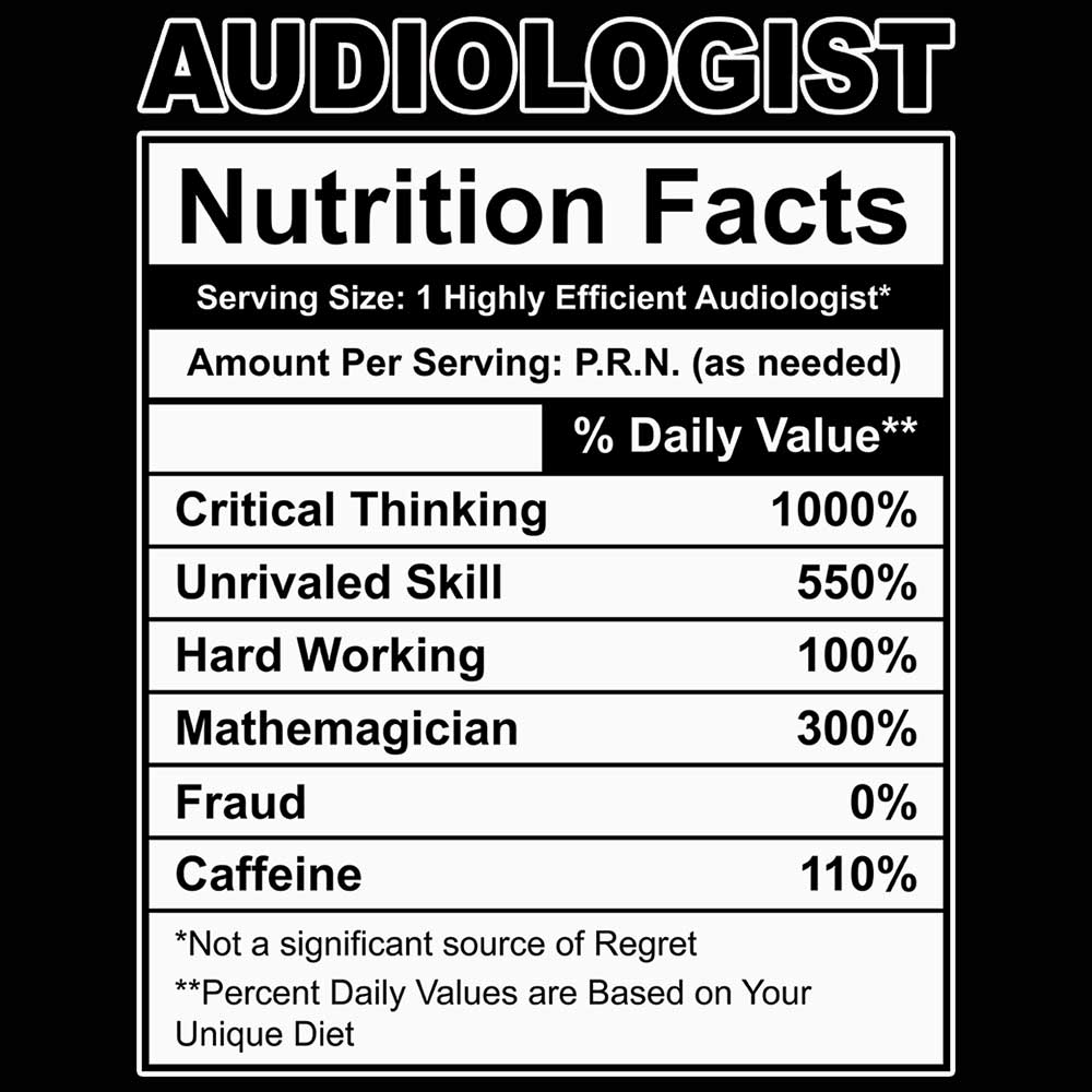 Audiologist Nutrition Facts - Mens 123t Funny T-Shirt Tshirts