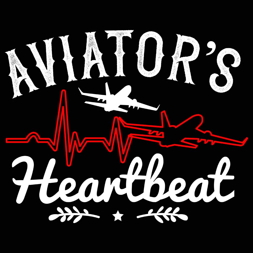 Aviators Heartbeat Pulse Plane Pilot - Mens 123t Funny T-Shirt Tshirts