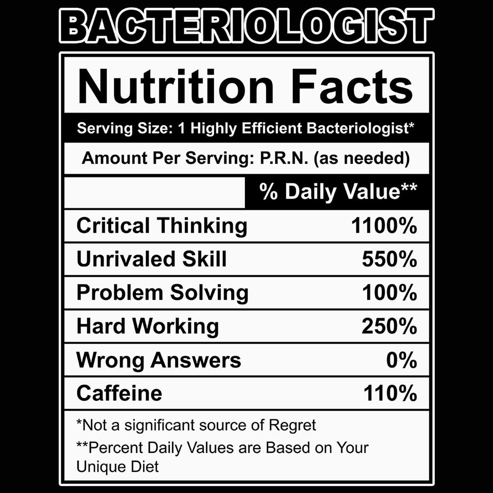 Bacteriologist Nutrition Facts - Mens 123t Funny T-Shirt Tshirts