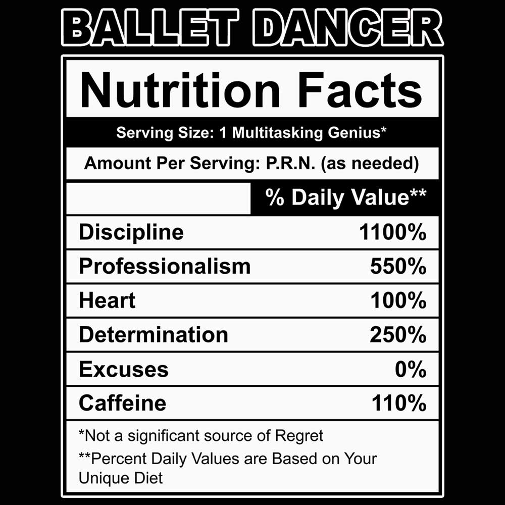 Ballet Dancer Nutrition Facts - Mens 123t Funny T-Shirt Tshirts