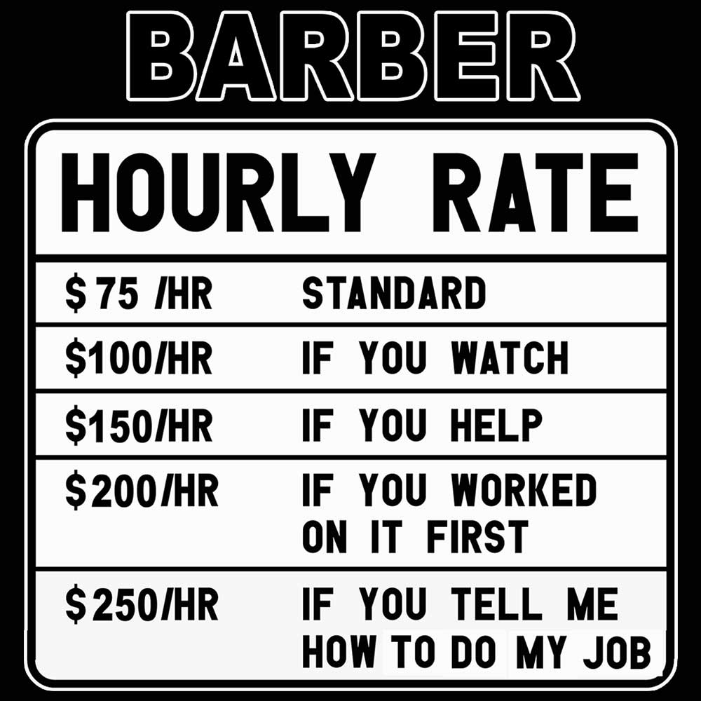 Barber Hourly Rate - Mens 123t Funny T-Shirt Tshirts