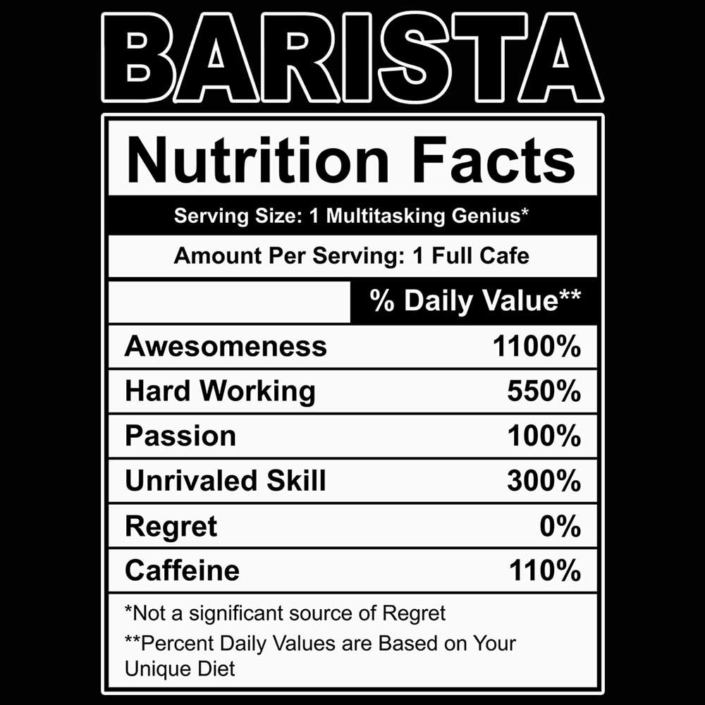 Barista Nutrition Facts - Mens 123t Funny T-Shirt Tshirts