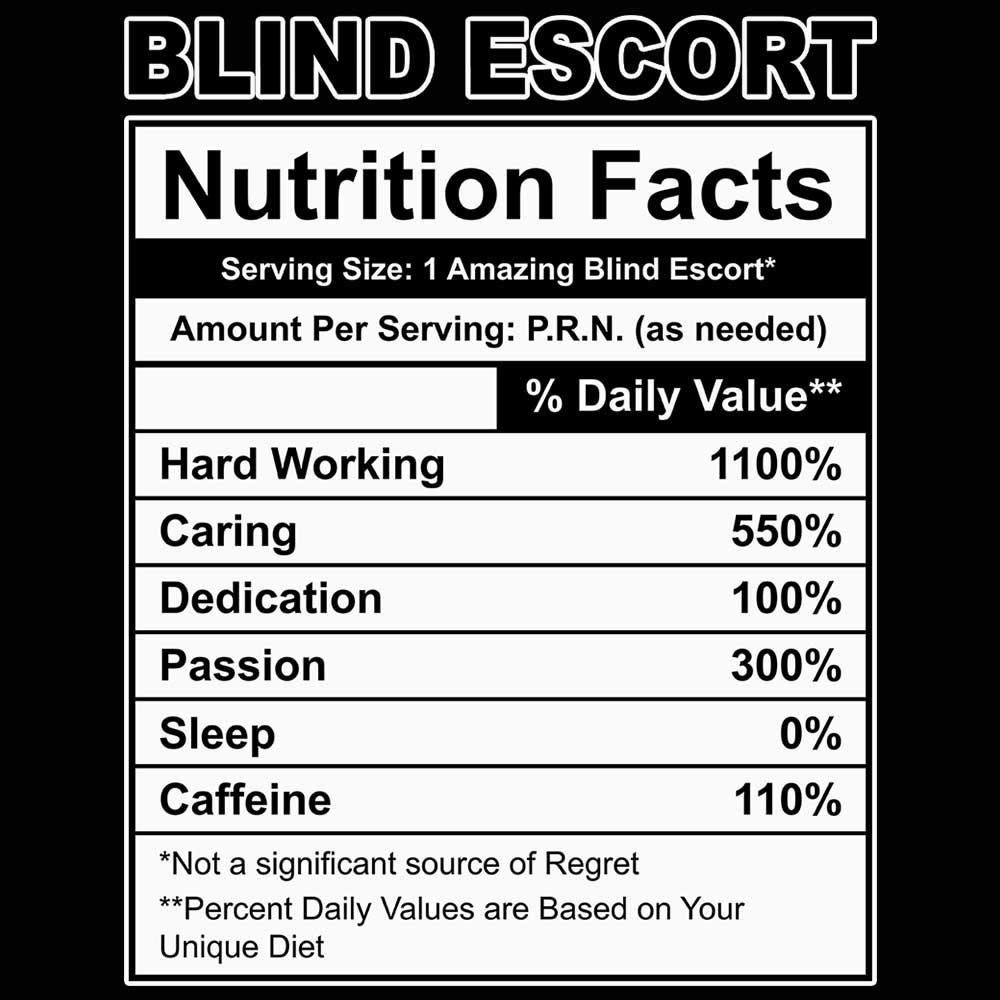 Blind Escort Nutrition Facts - Mens 123t Funny T-Shirt Tshirts