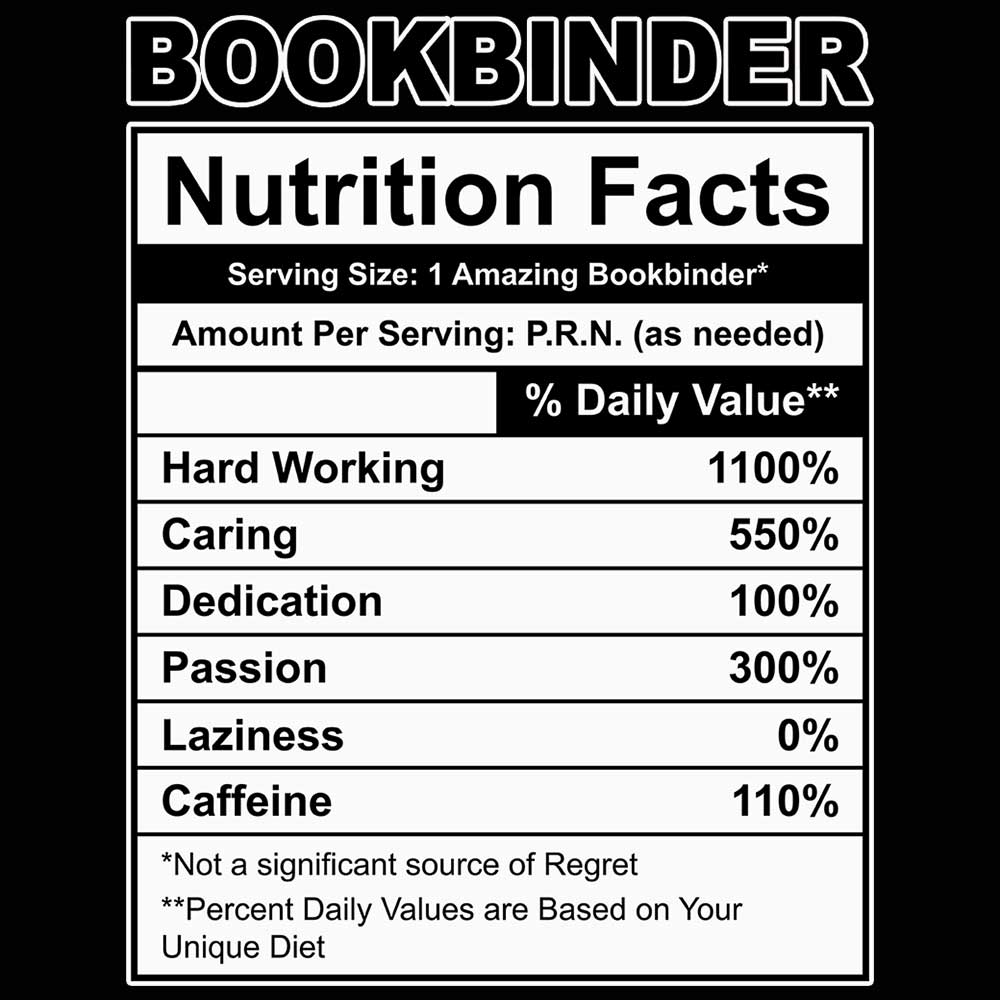 Bookbinder Nutrition Facts - Mens 123t Funny T-Shirt Tshirts