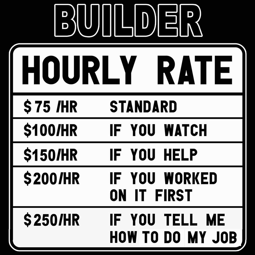 Builder Hourly Rate - Mens 123t Funny T-Shirt Tshirts